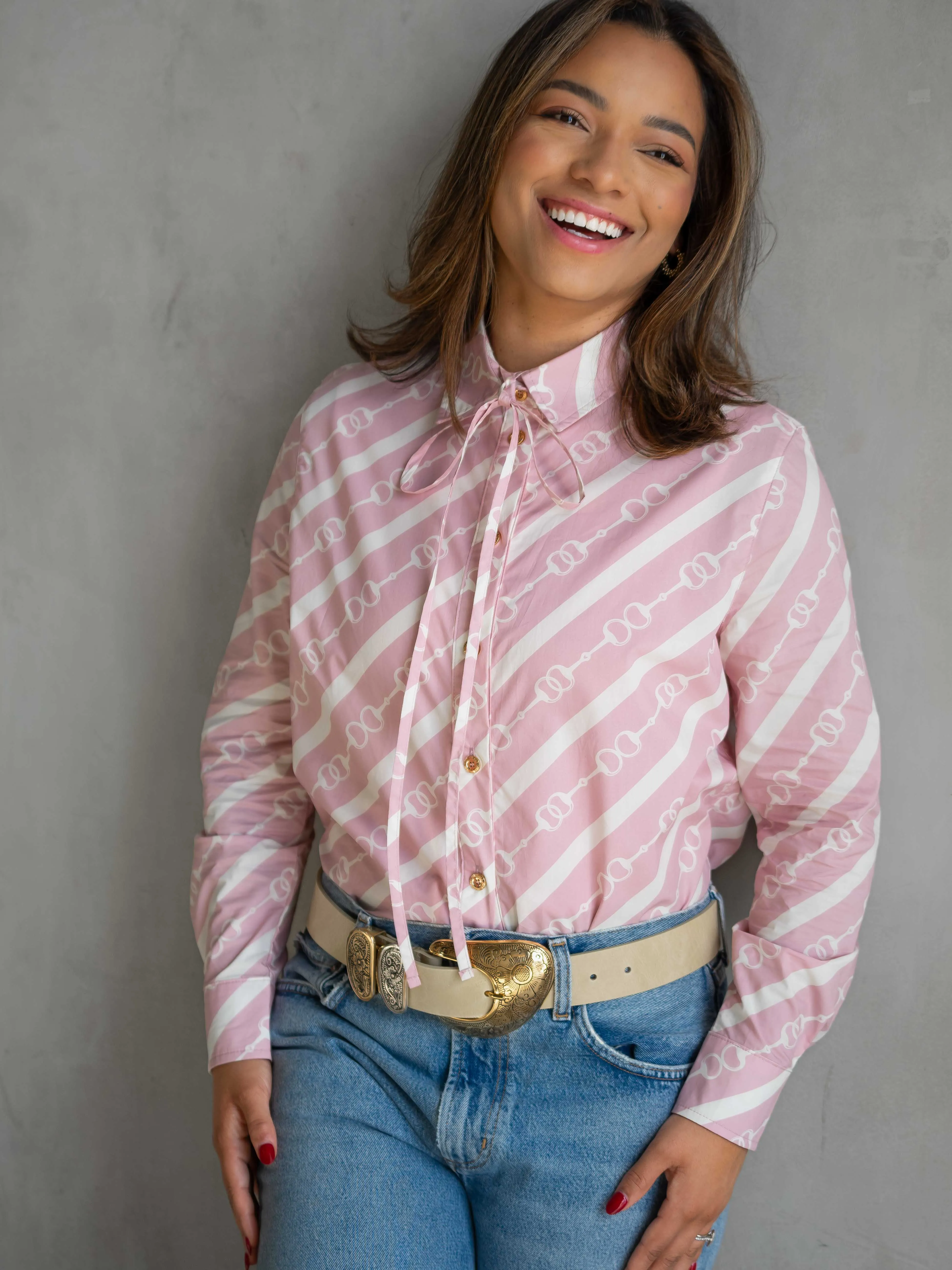 Secretariat Poplin Shirt - Horsebit (Dusty Rose)