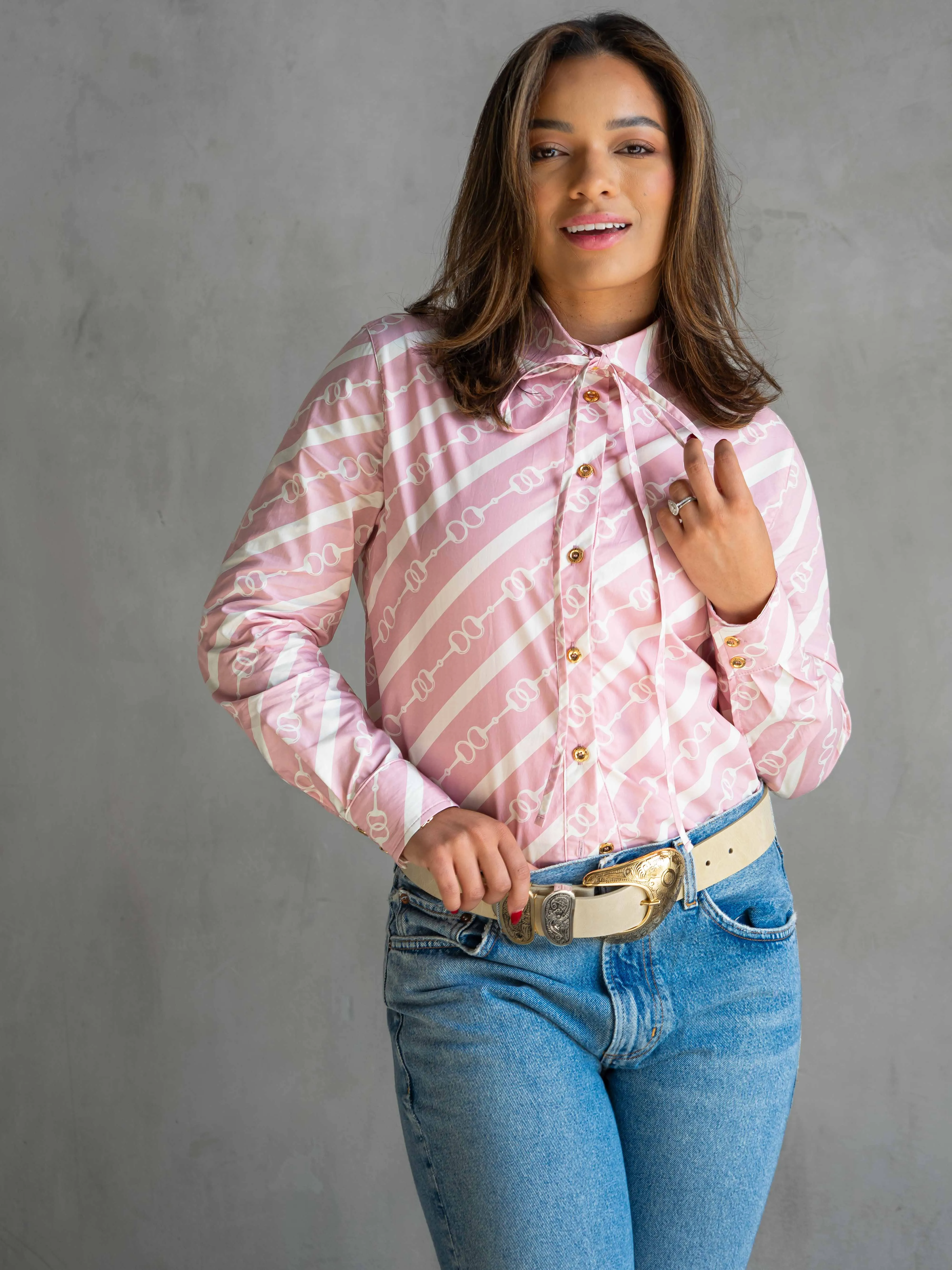 Secretariat Poplin Shirt - Horsebit (Dusty Rose)