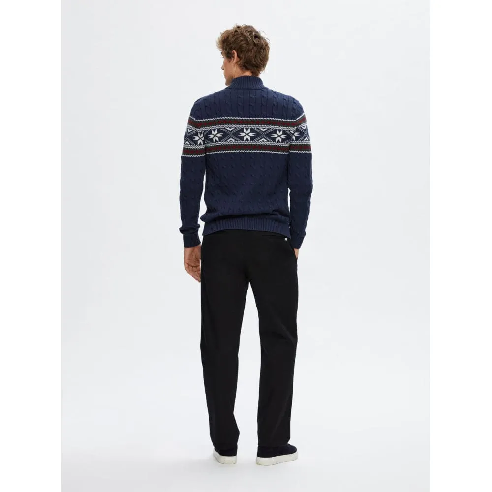 Selected Long Sleeve Christmas Jumper in Navy Blazer