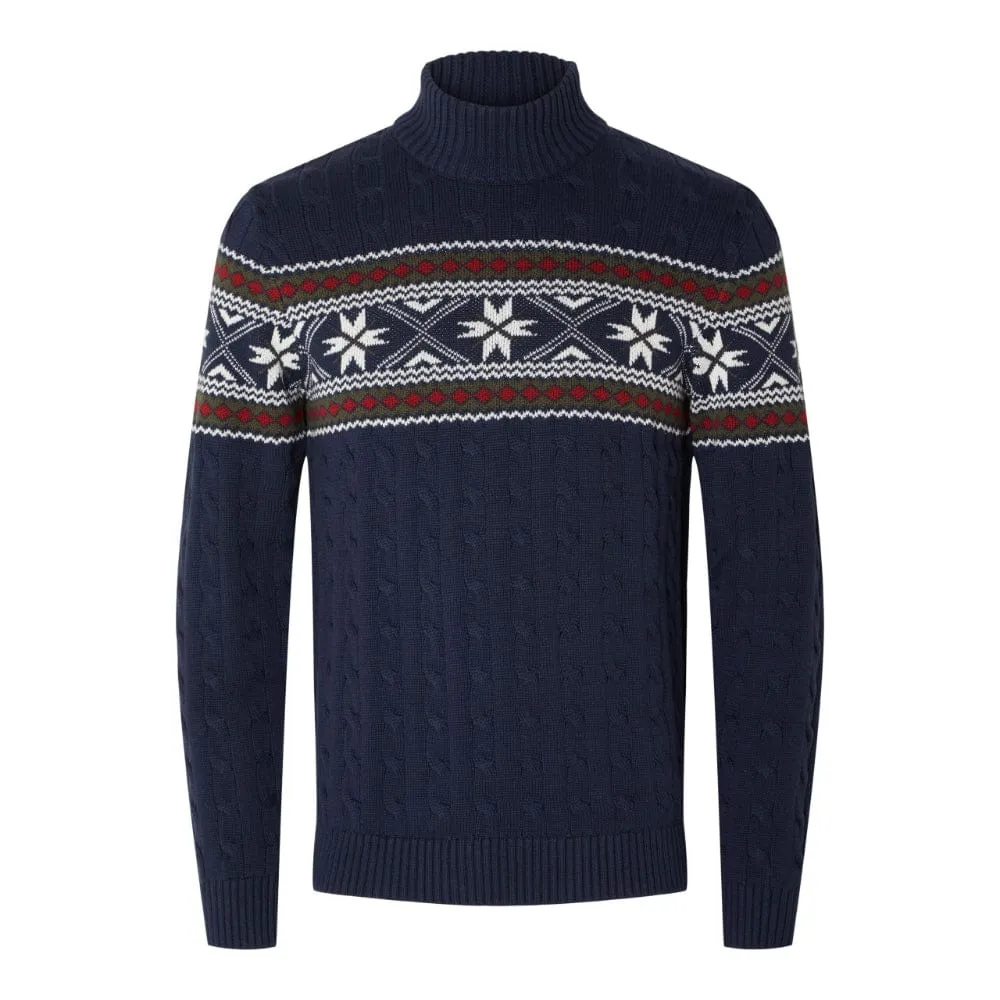 Selected Long Sleeve Christmas Jumper in Navy Blazer