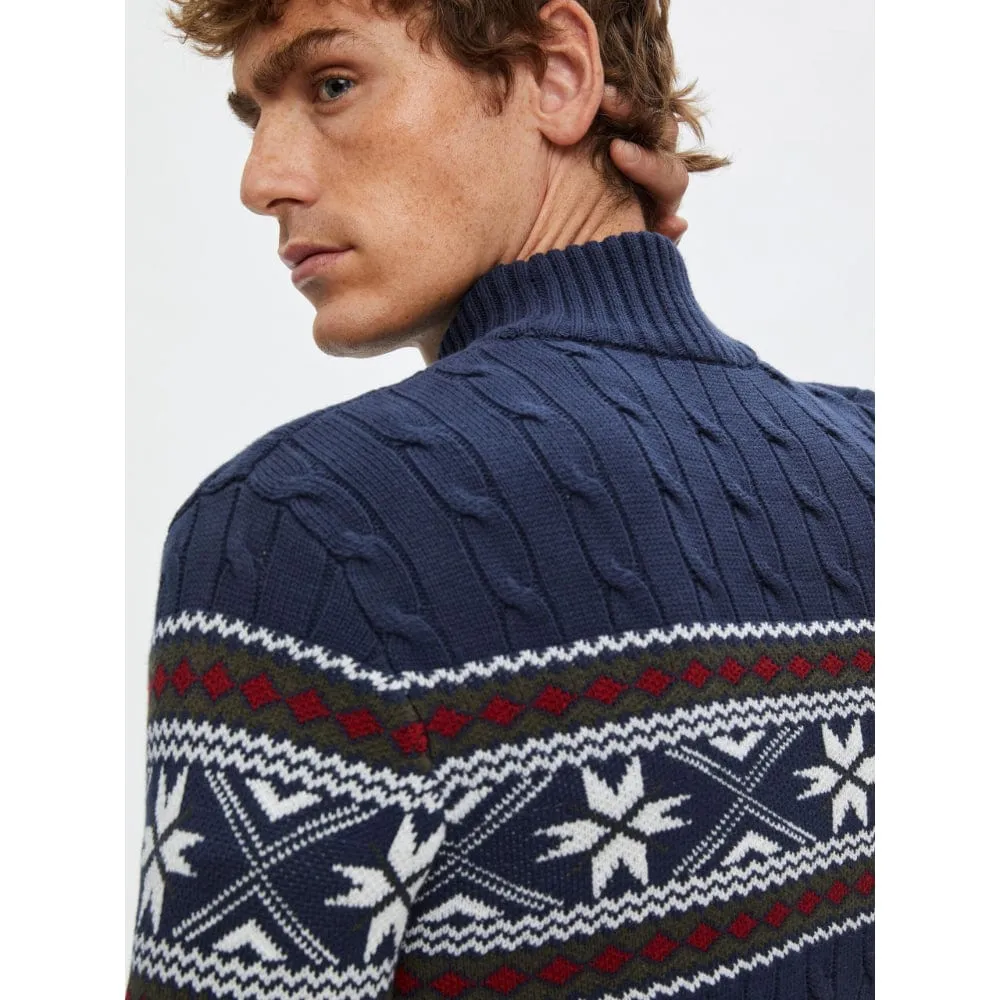 Selected Long Sleeve Christmas Jumper in Navy Blazer