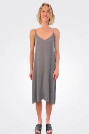 Sheer Silk Slip Dress - Grey