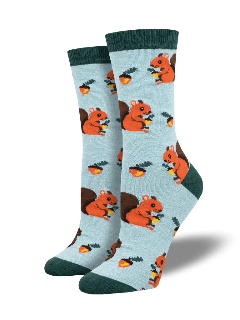 SOCKSMITH WOMENS NUTS FOR SQUIRRELS BLUE