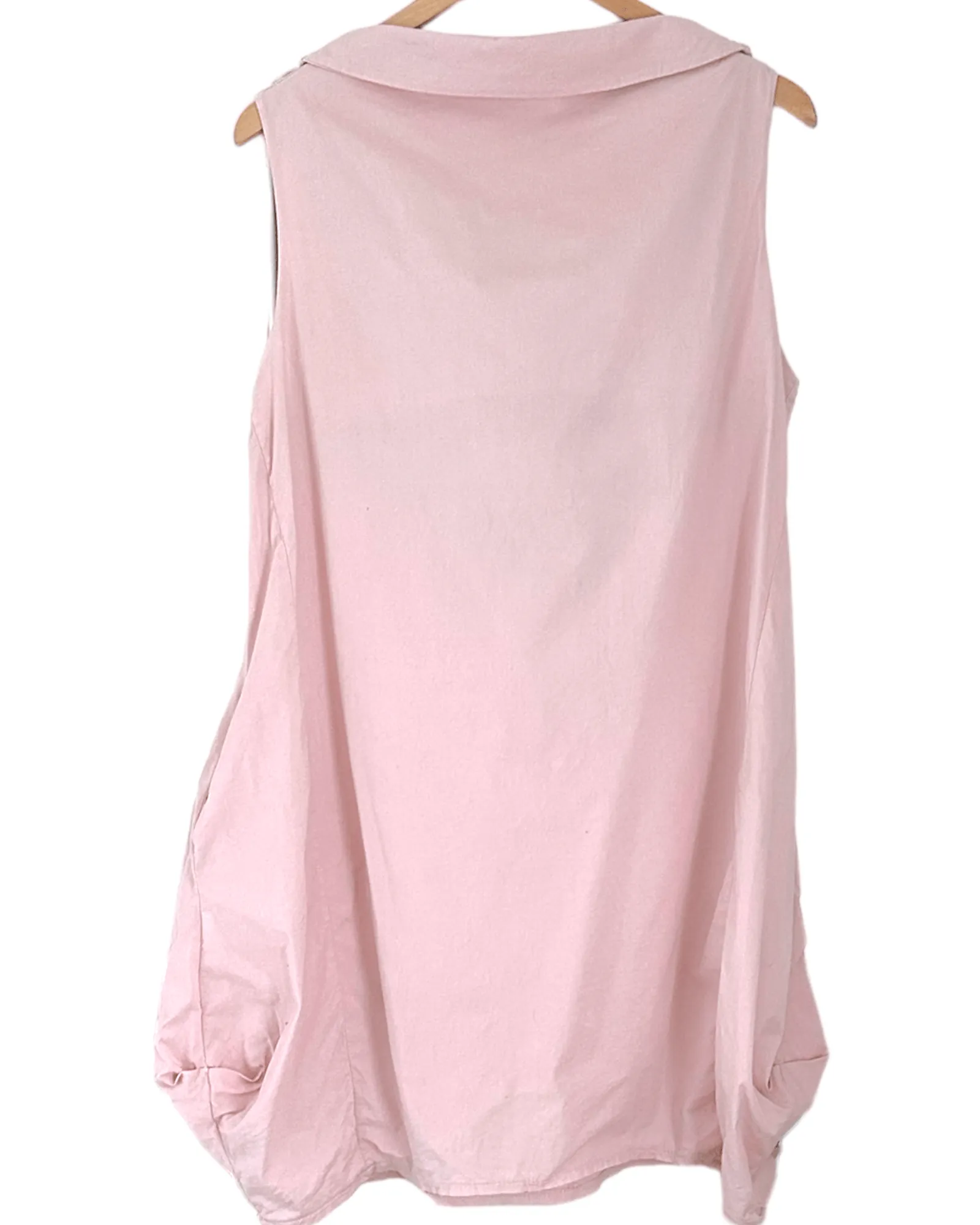 Soft Summer Petal Pink Sleeveless Balloon Hem Tunic Dress