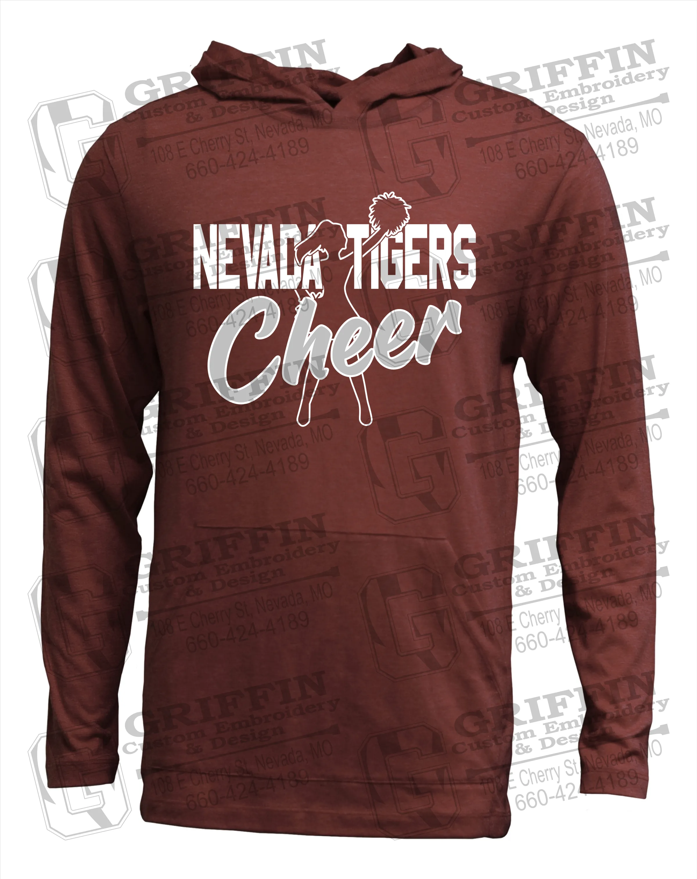 Soft-Tek T-Shirt Hoodie - Cheer - Nevada Tigers 24-A