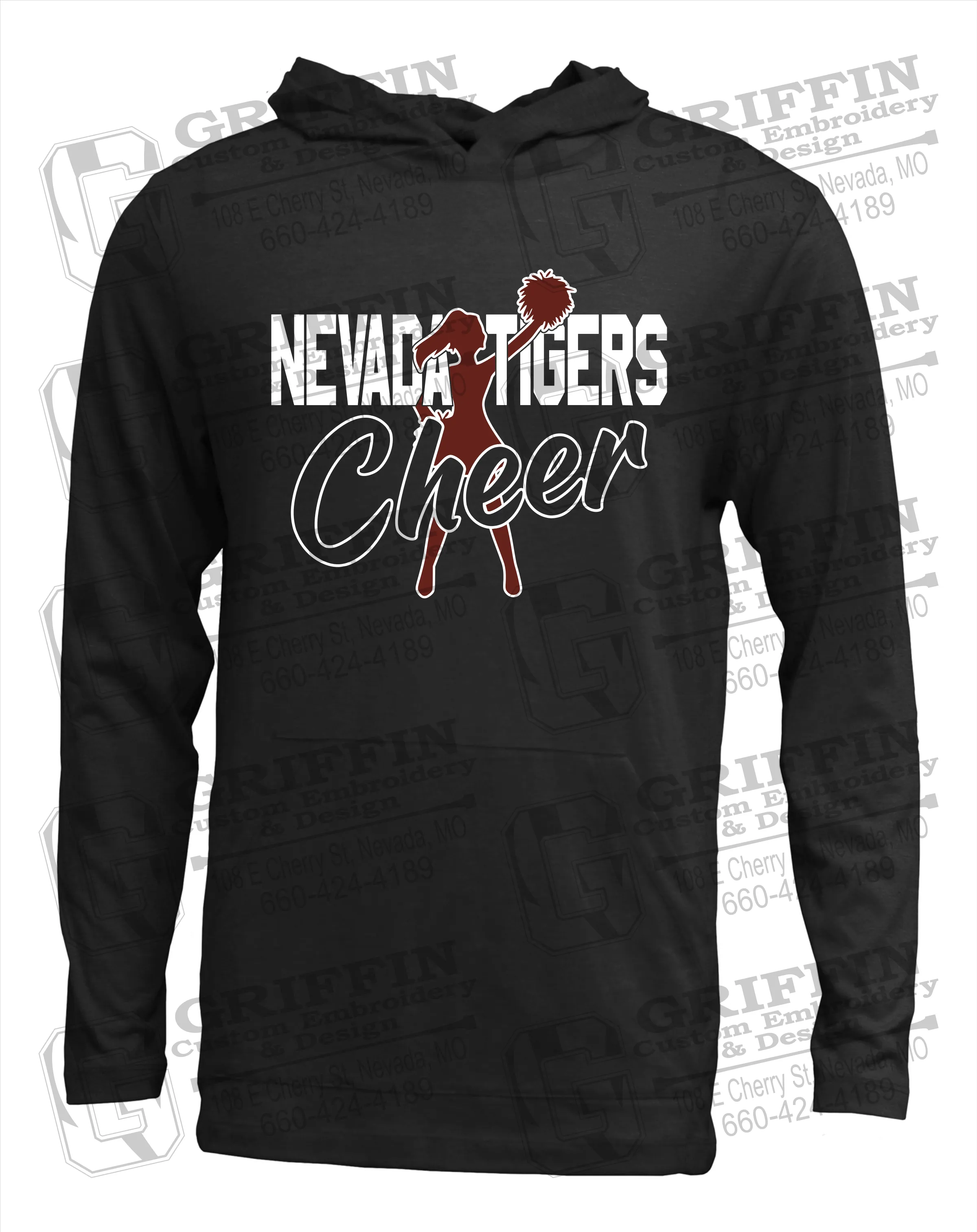 Soft-Tek T-Shirt Hoodie - Cheer - Nevada Tigers 24-A