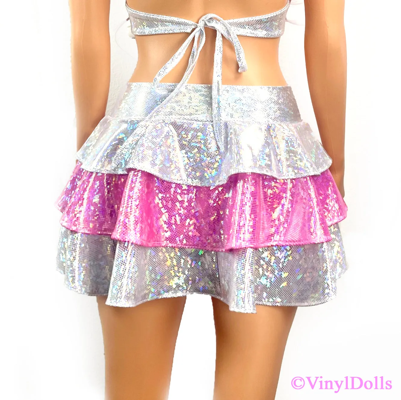 Sparkling White Pink Lolita Skirt