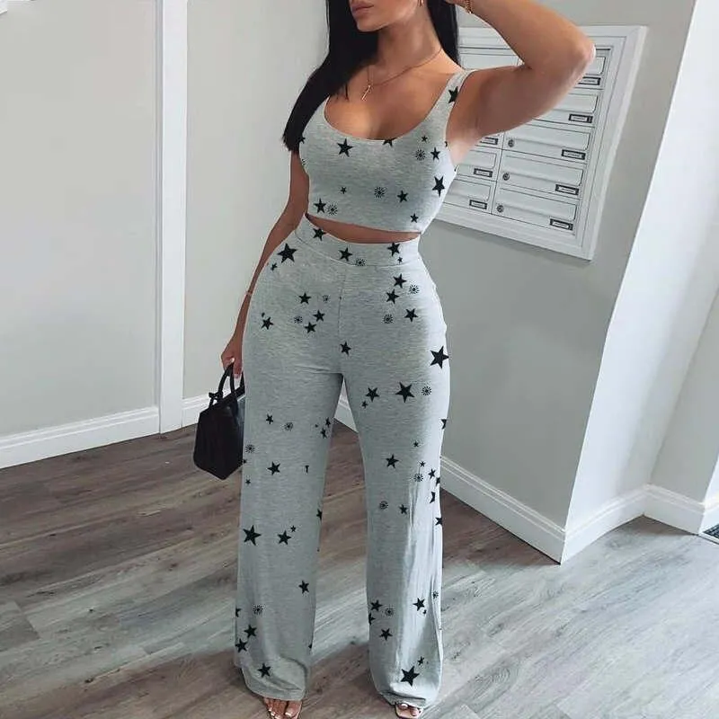 Star Print Tank Top & Long Pant