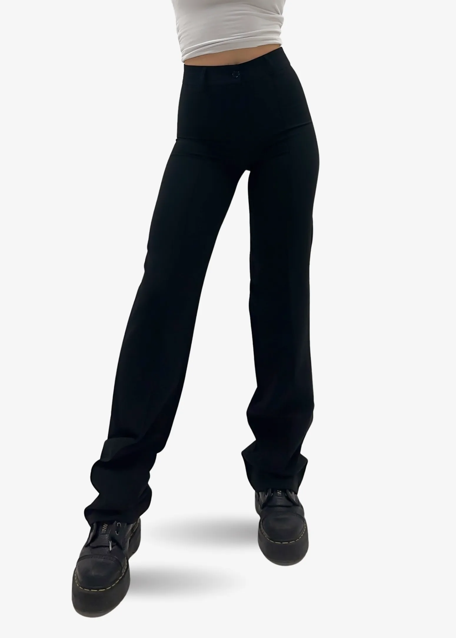 Straight leg pants met pressfold black (TALL)