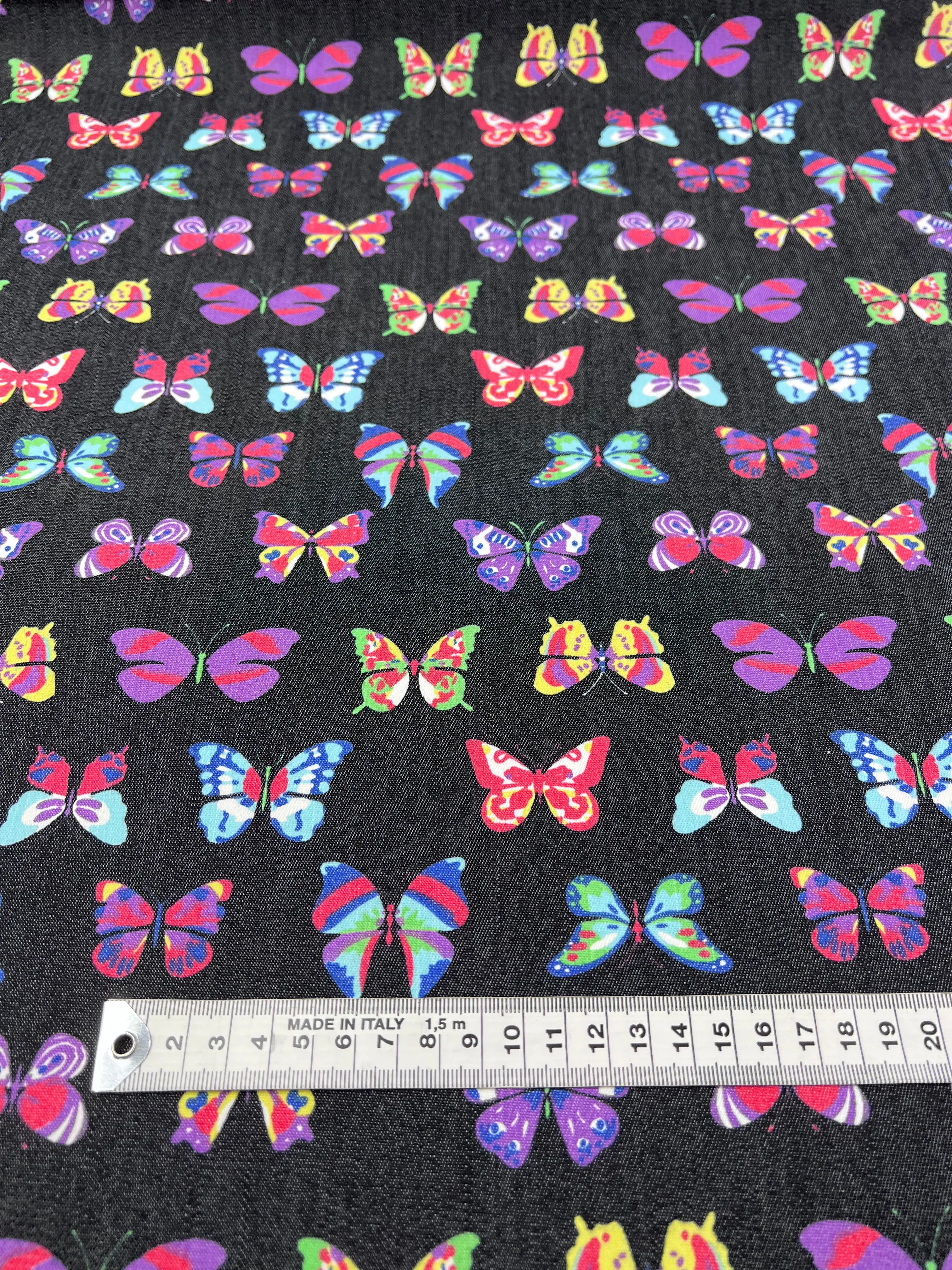 Stretch Printed Denim Butterfly - Butterflies - 145cm