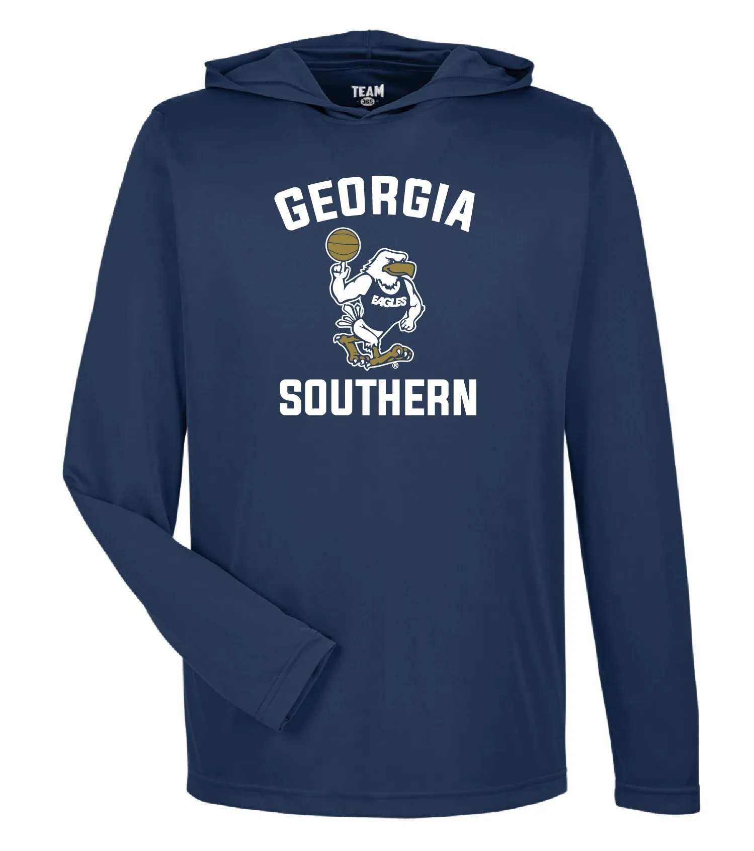 Strutting Eagle BASKETBALL Long Sleeve Hoodie Performance Tee - NAVY