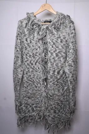 Text Grey Acrylic Long Sweater - Medium