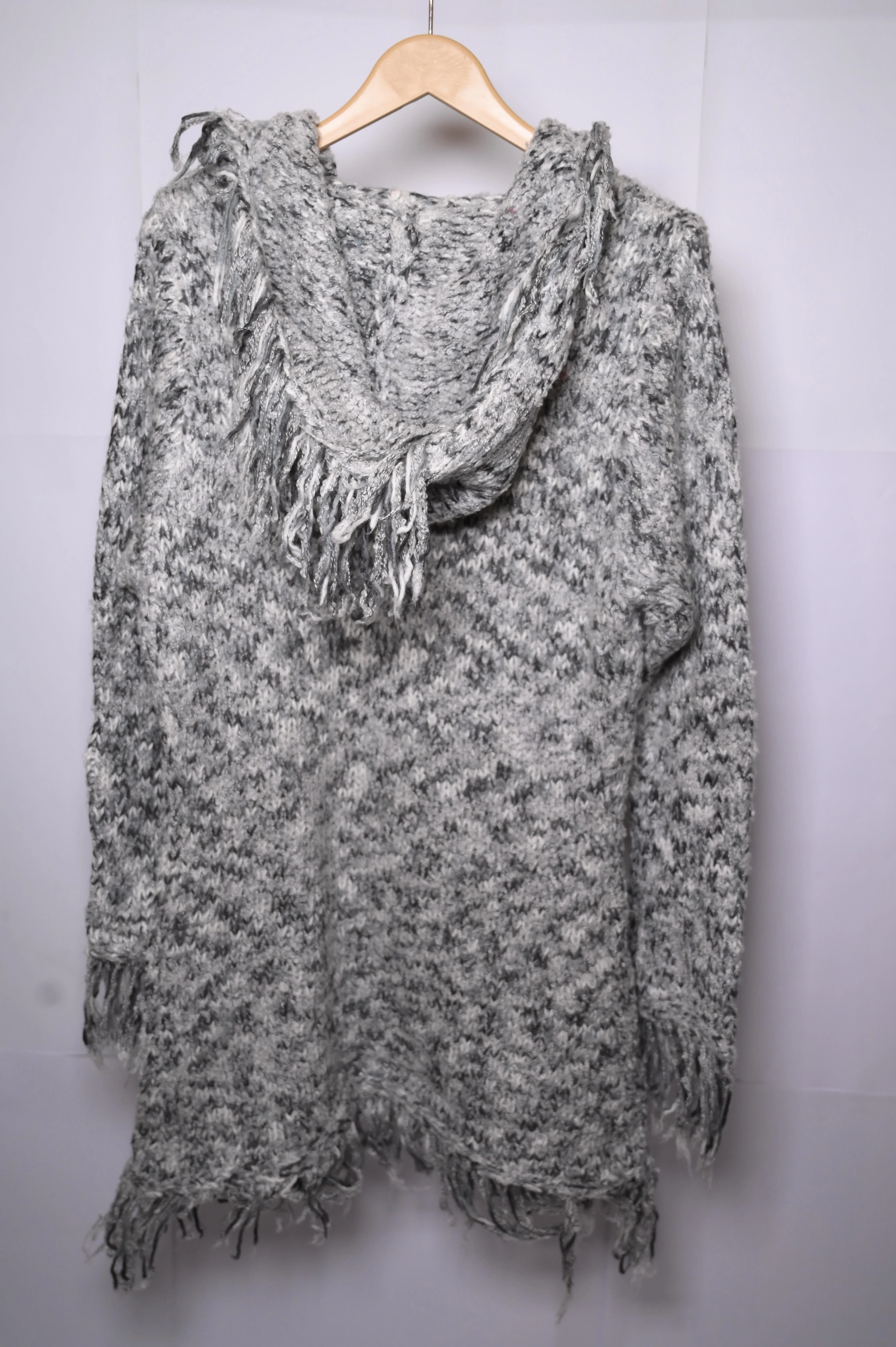 Text Grey Acrylic Long Sweater - Medium