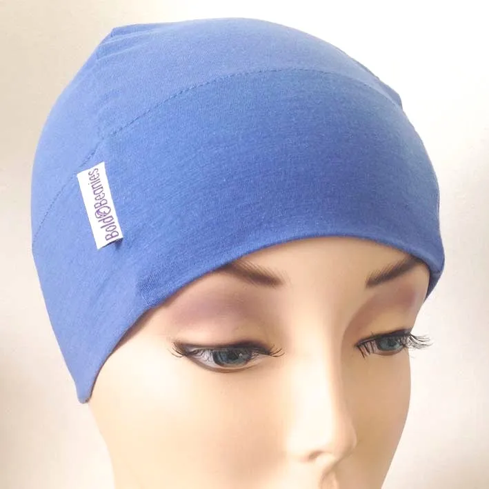 Thin Soft Cotton Blue Chemo Beanie