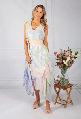 Tie Dye Boho Dress in Pink and Green