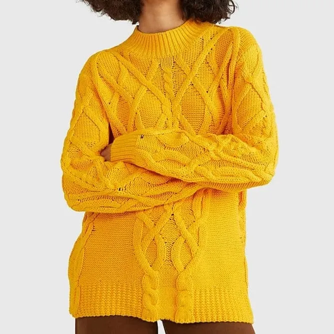 Tommy Hilfiger Cable Knit Relaxed Fit Jumper Yellow