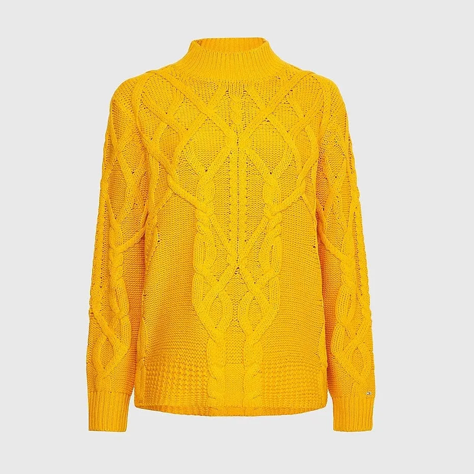 Tommy Hilfiger Cable Knit Relaxed Fit Jumper Yellow