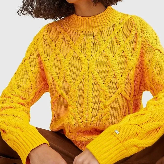 Tommy Hilfiger Cable Knit Relaxed Fit Jumper Yellow