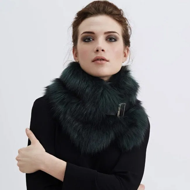 Truffle Faux Fur Buckle Collar