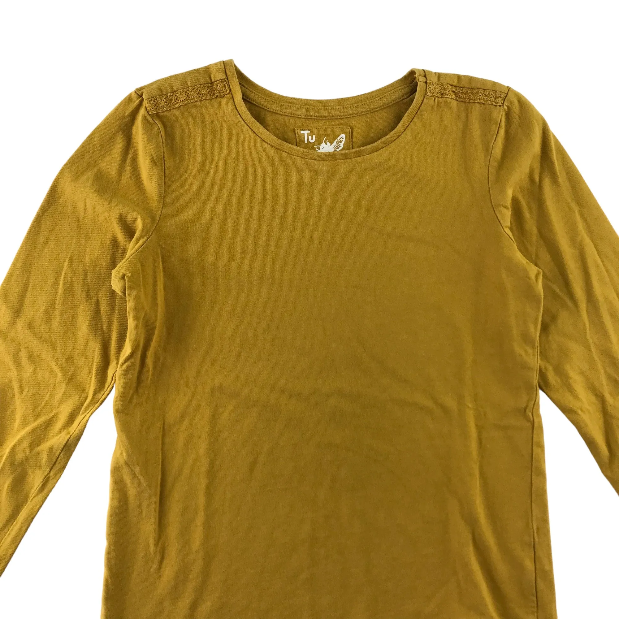 Tu t-shirt 8-9 years mustard yellow plain long sleeve cotton