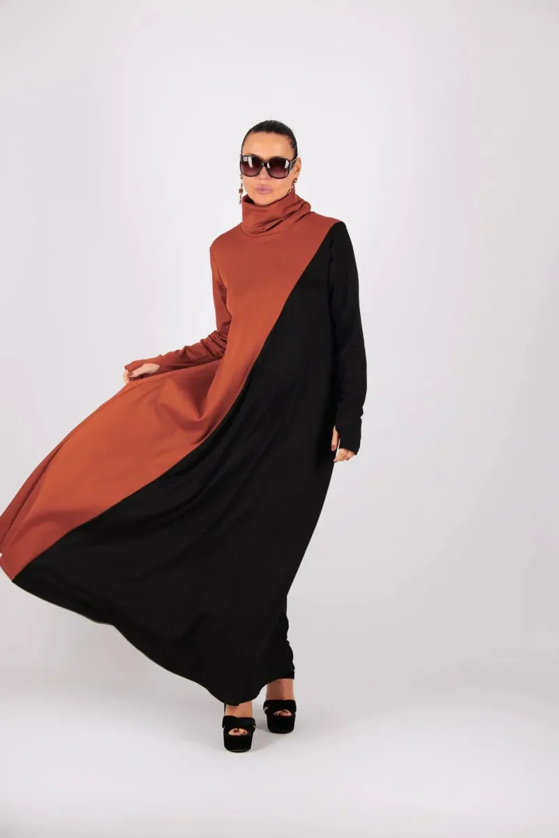 Turtleneck Long A Line Dress VIVIAN