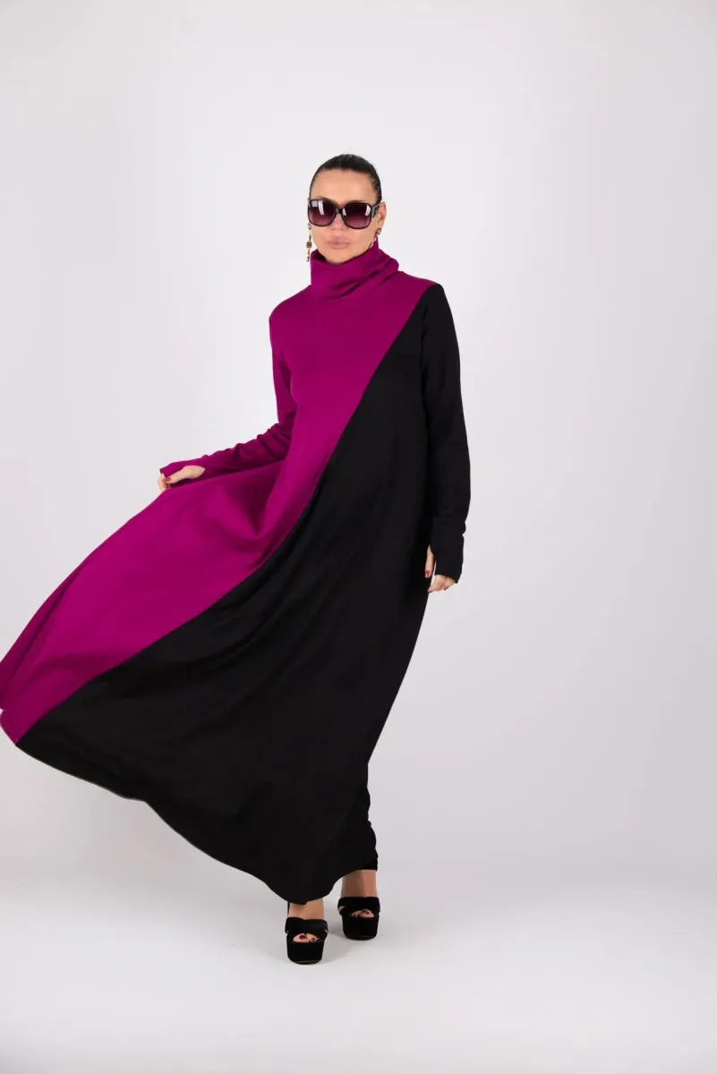 Turtleneck Long A Line Dress VIVIAN