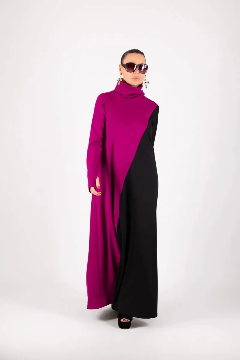 Turtleneck Long A Line Dress VIVIAN