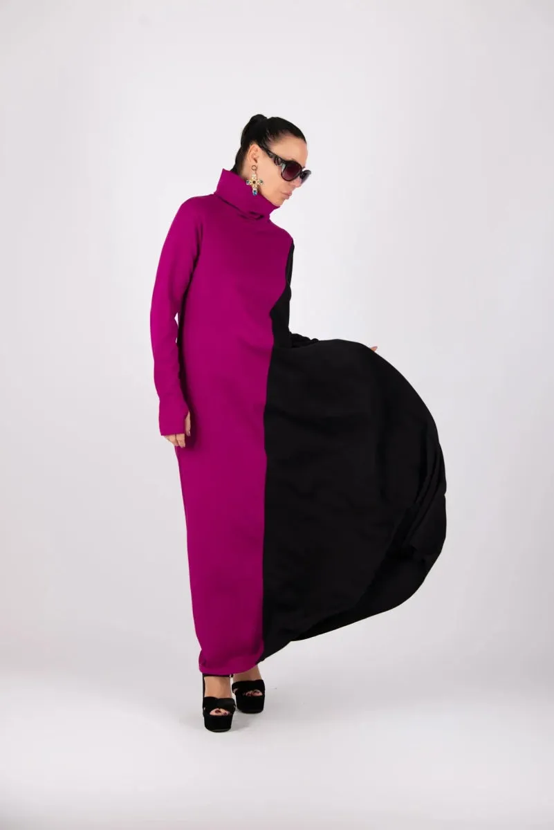 Turtleneck Long A Line Dress VIVIAN