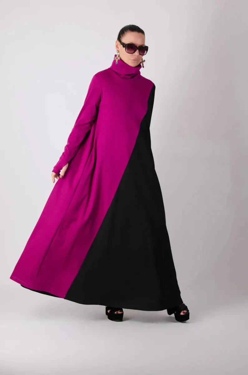 Turtleneck Long A Line Dress VIVIAN