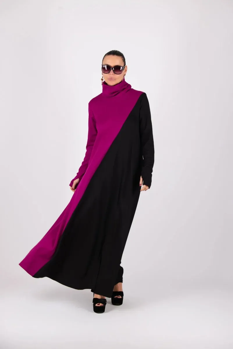 Turtleneck Long A Line Dress VIVIAN