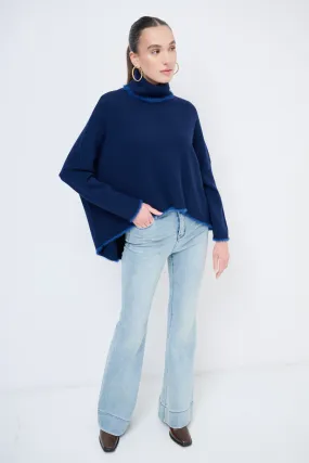 Turtleneck sweater with raw edge details wholesale