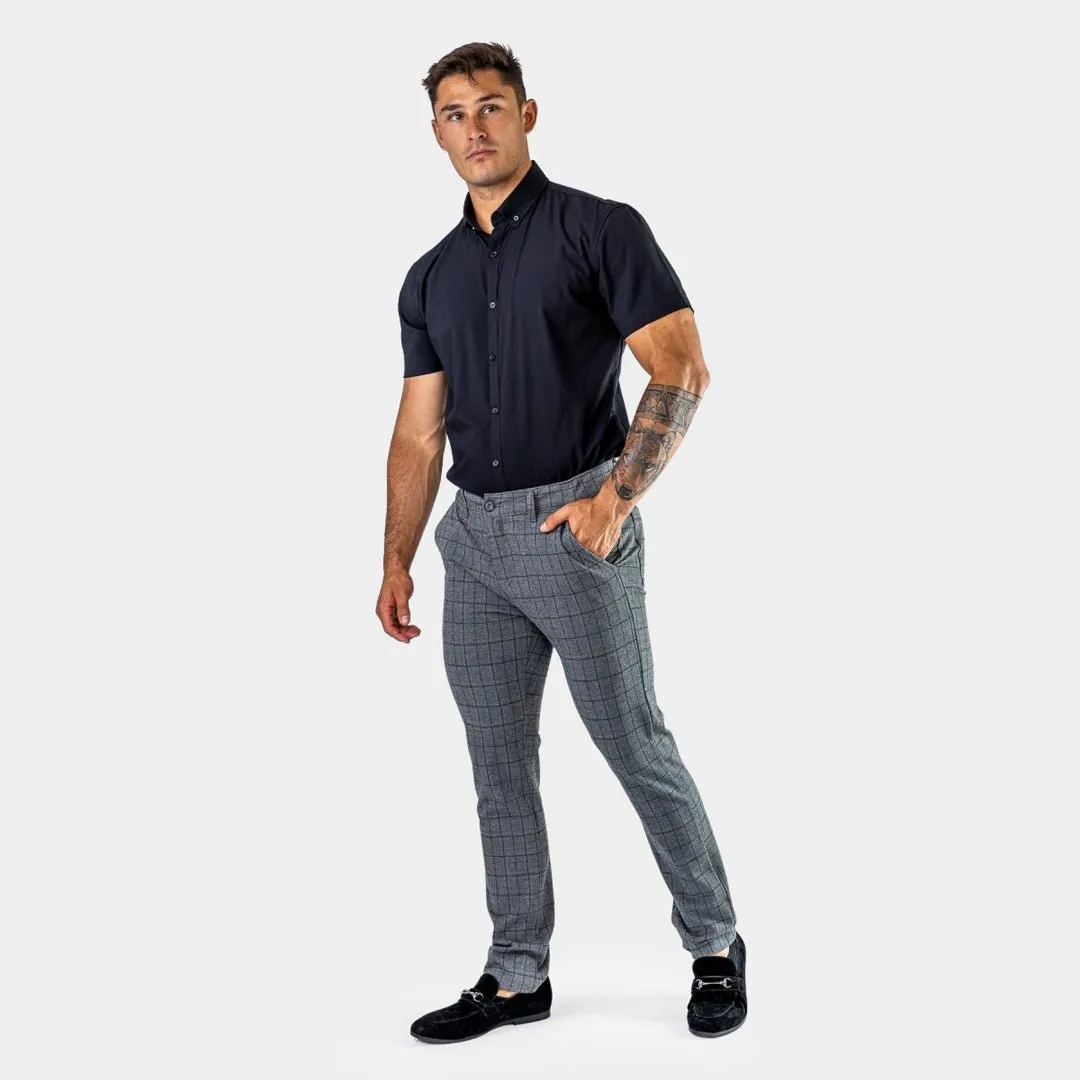 Ultra Stretch Chino Pants - Slim Fit - Windowpane Grey Check