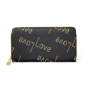 Uniquely You Womens Wallet - Zip Purse / Black & Beige Love