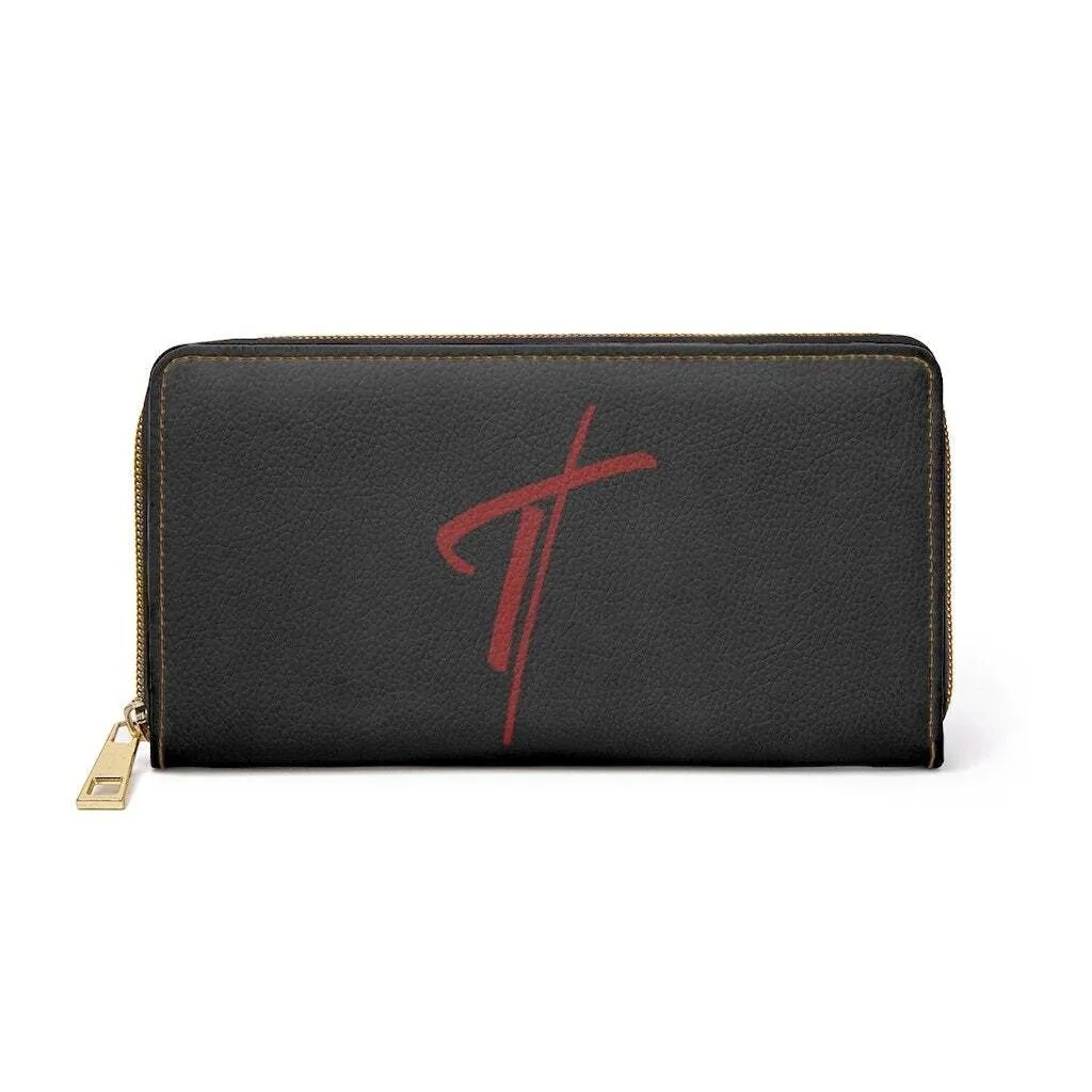 Uniquely You Womens Wallet - Zip Purse / Black & Red Cross