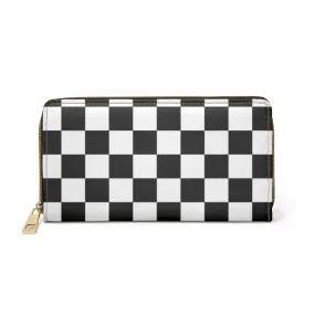 Uniquely You Womens Wallet - Zip Purse / Black & White Checker