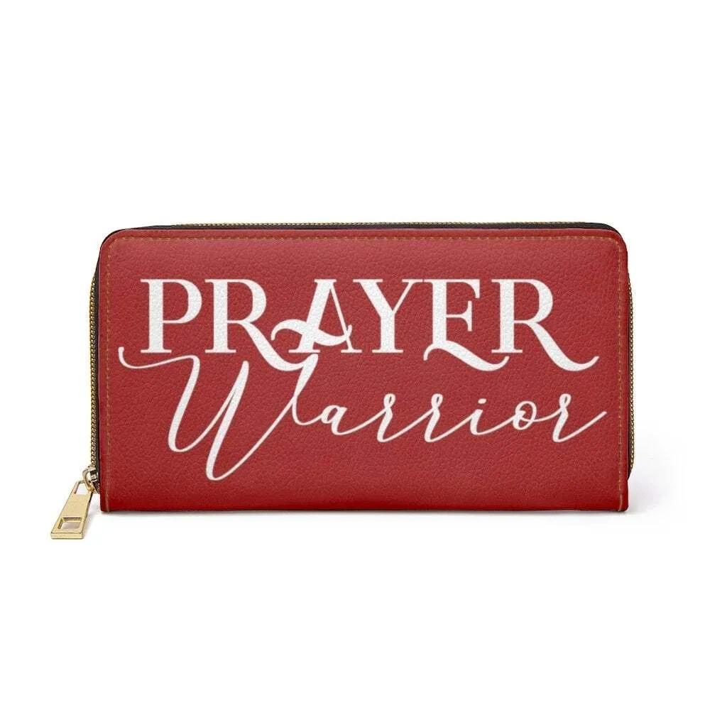 Uniquely You Womens Wallet - Zip Purse / Dark Red & White Prayer Warrior