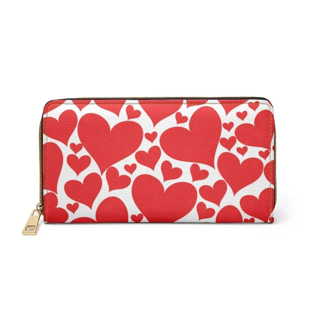 Uniquely You Womens Wallet - Zip Purse / Love Red Hearts