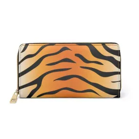 Uniquely You Womens Wallet - Zip Purse / Orange & Black Tiger Stripe