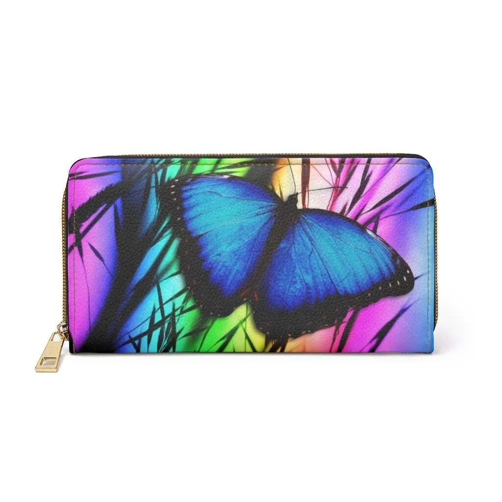 Uniquely You Womens Wallet - Zip Purse / Vibrant Blue Butterfly