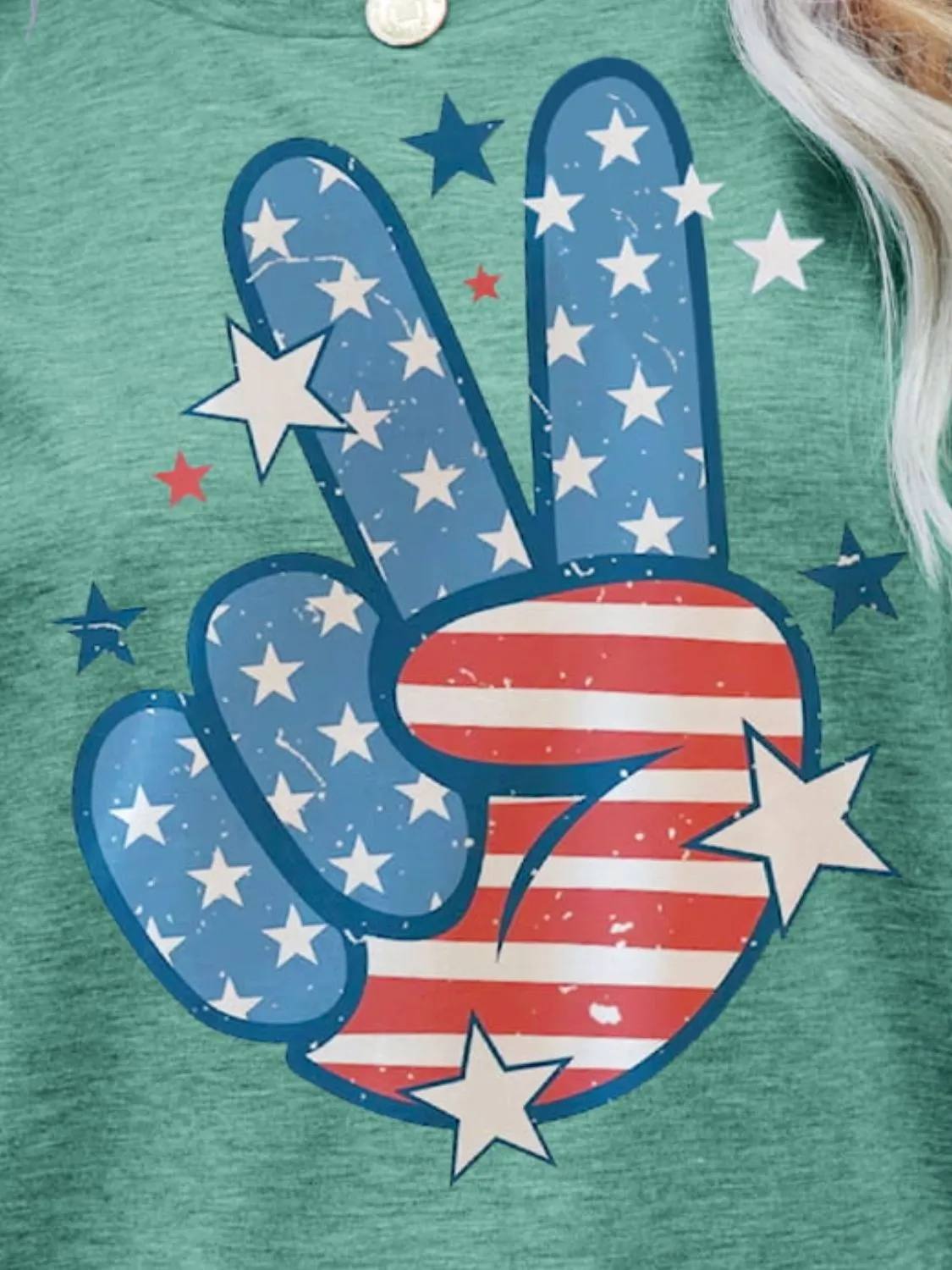 US Flag Peace Sign Hand Graphic Tee