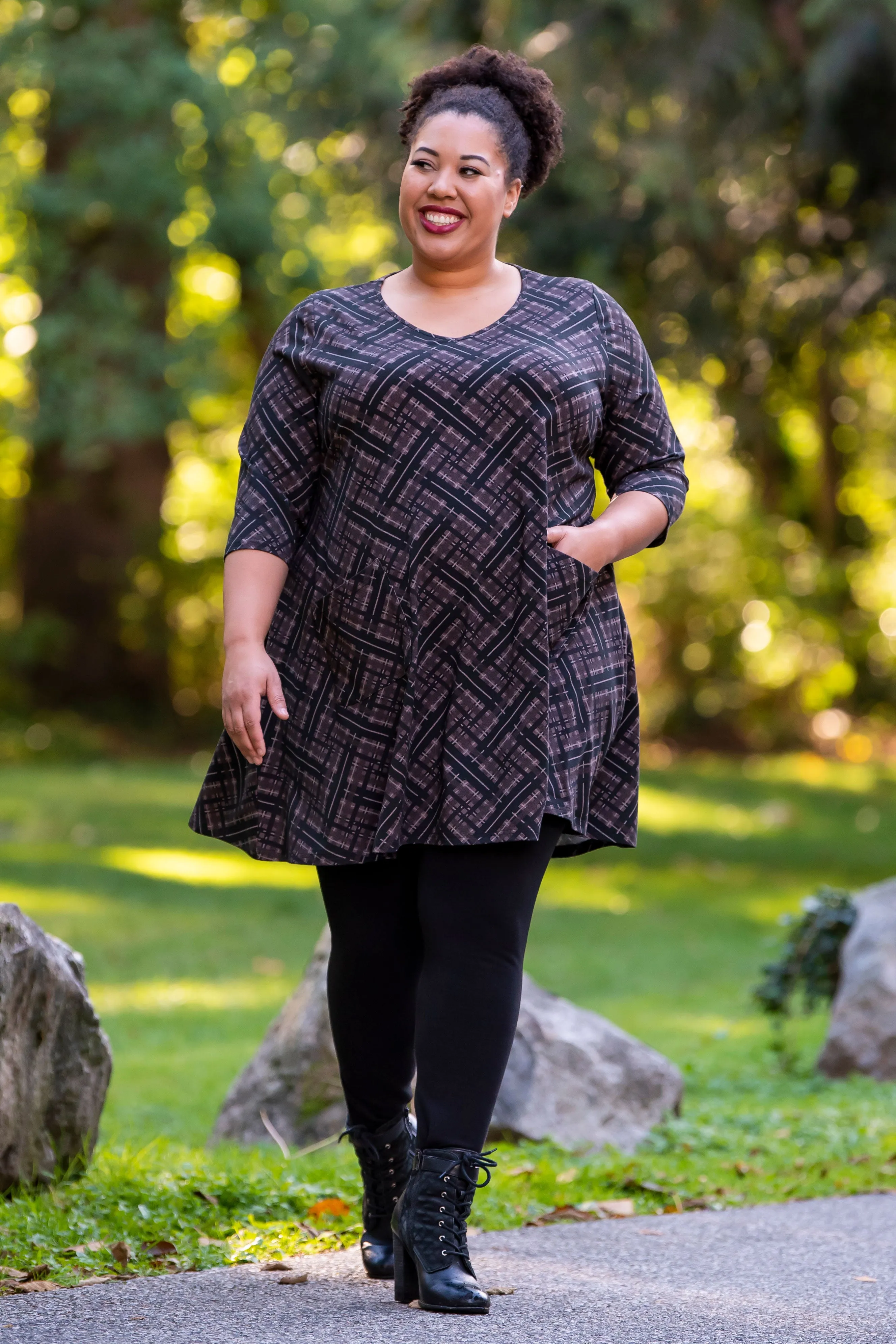 Veronica Tunic, Rich Plaid, Bamboo - Final Sale