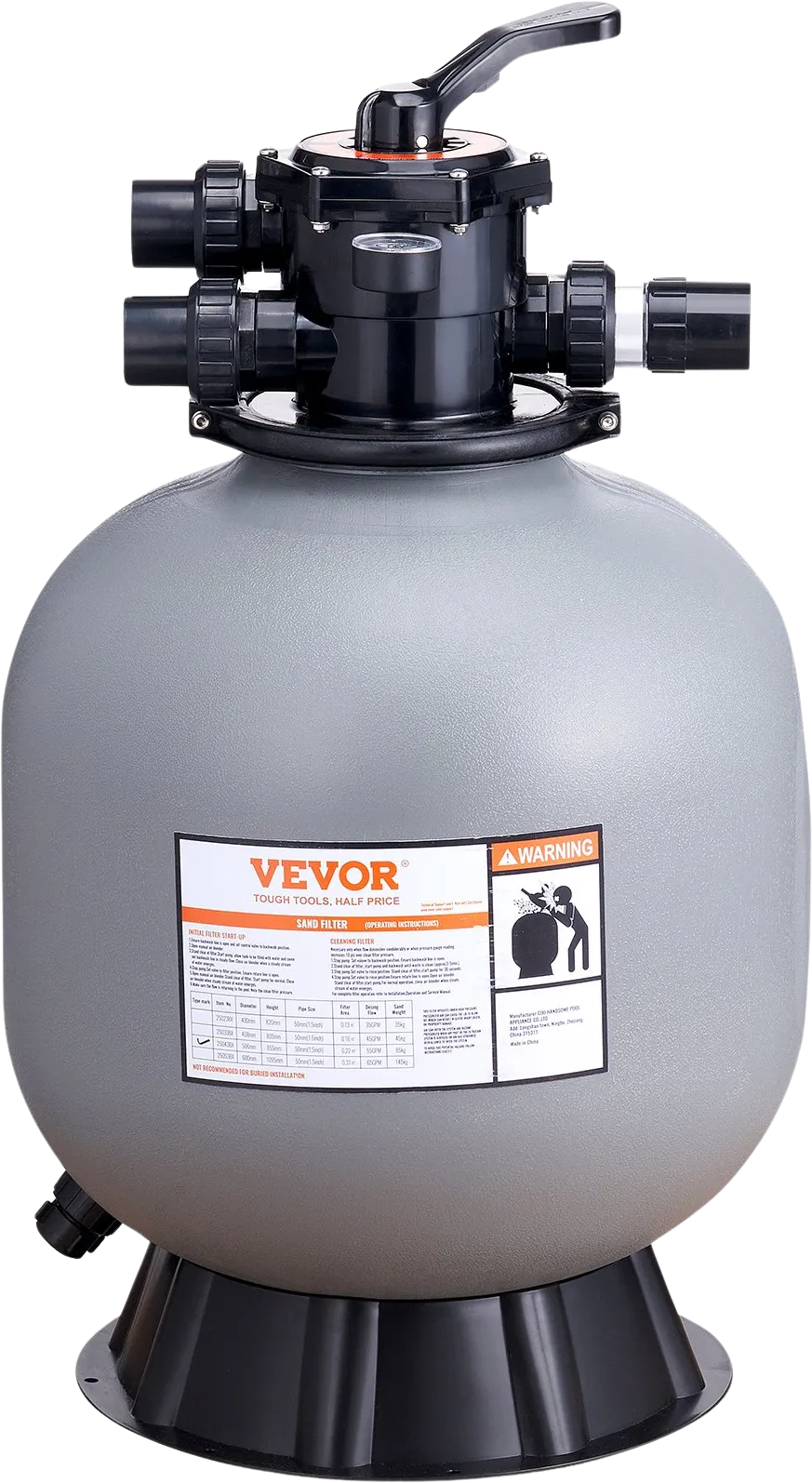 Vevor Sand Filter for Above & Inground Pool 22-inch 55 GPM Flow Rate New