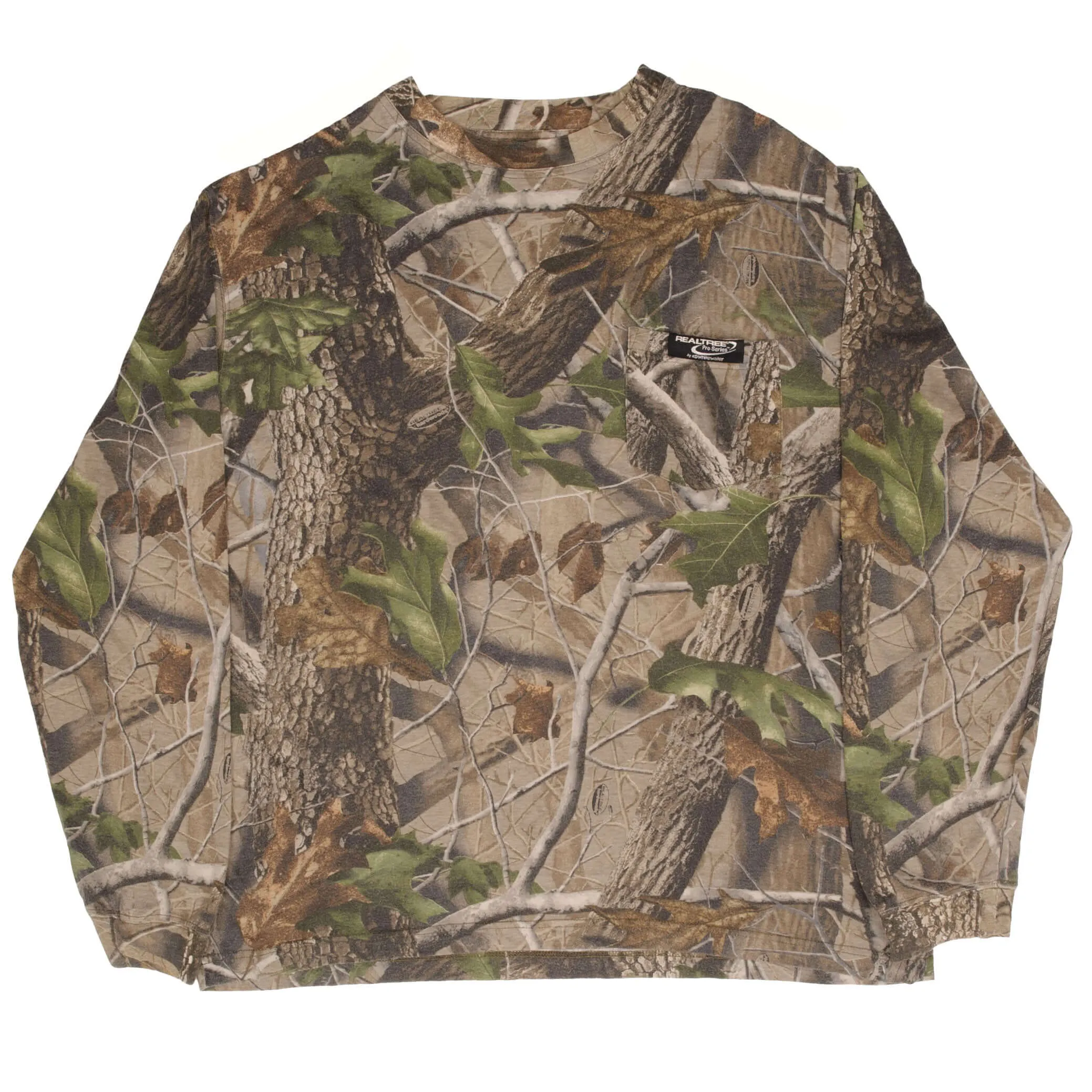 VINTAGE HUNTING REALTREE HARDWOODS CAMO LONG SLEEVE POCKET TEE SHIRT SIZE LARGE