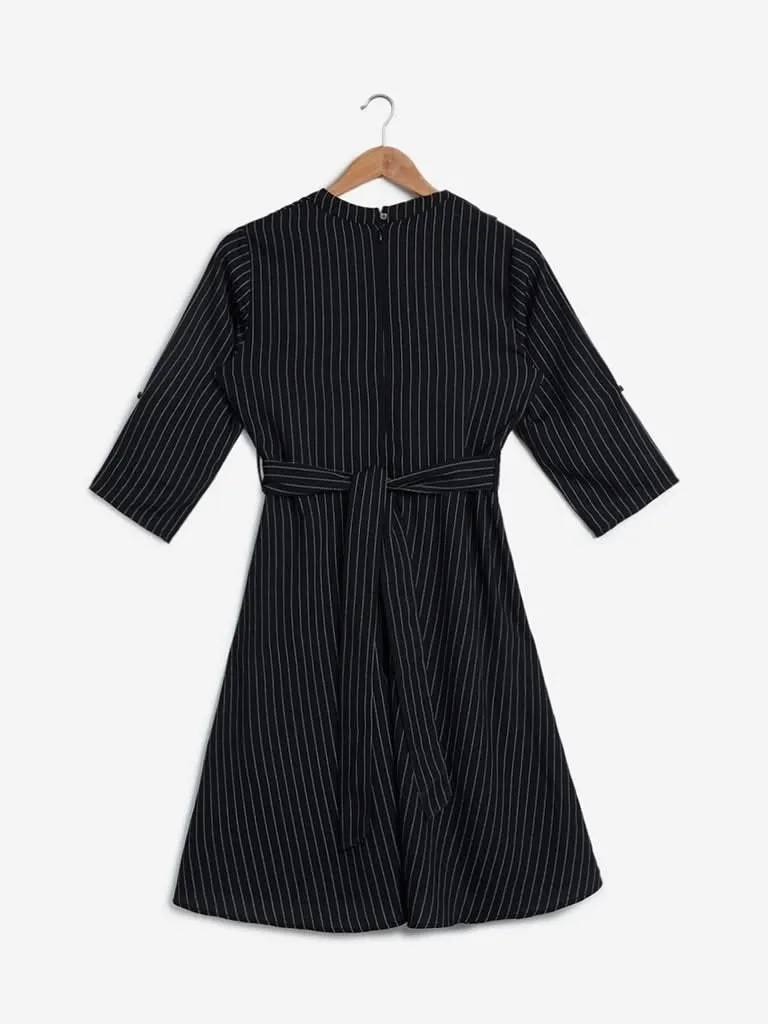 Wardrobe Black Striped Dress with Belt