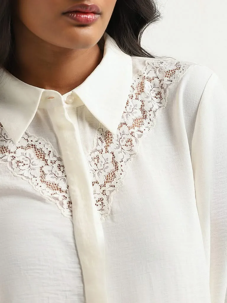 Wardrobe Ivory Self-Patterned Shirt