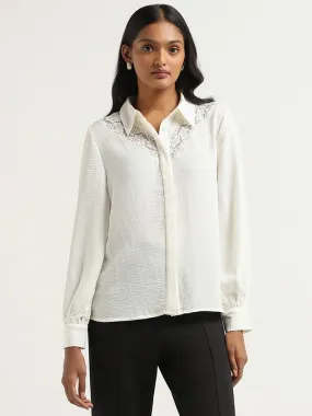 Wardrobe Ivory Self-Patterned Shirt