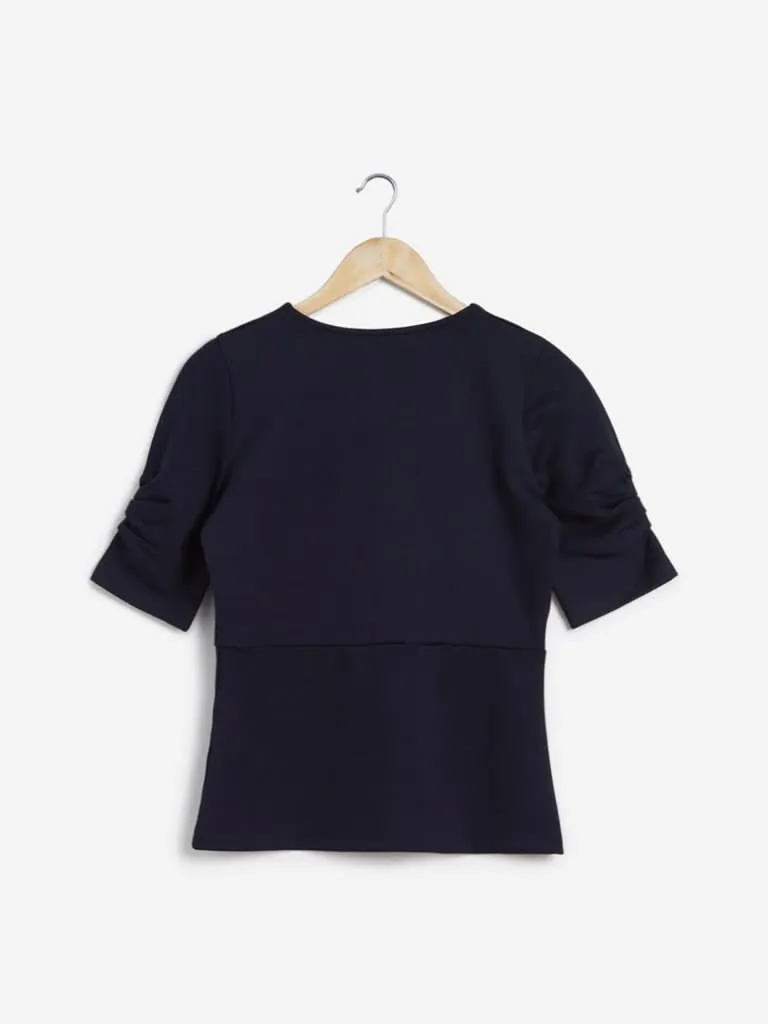 Wardrobe Navy Peplum-Style Whisky Top