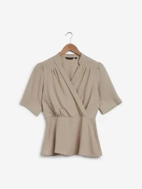 Wardrobe Taupe Peplum-Style Saige Top