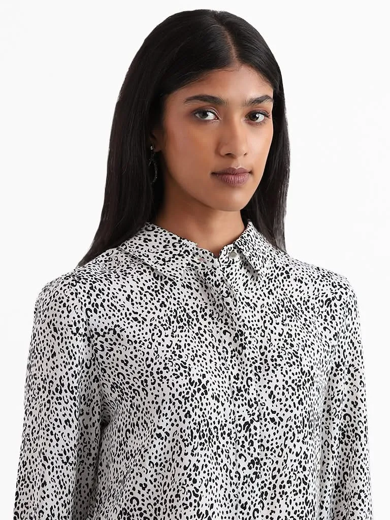 Wardrobe White Cheetah Printed Shirt