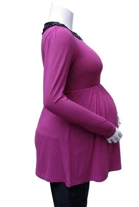 Wina Peter Pan Bamboo Maternity Top Plum